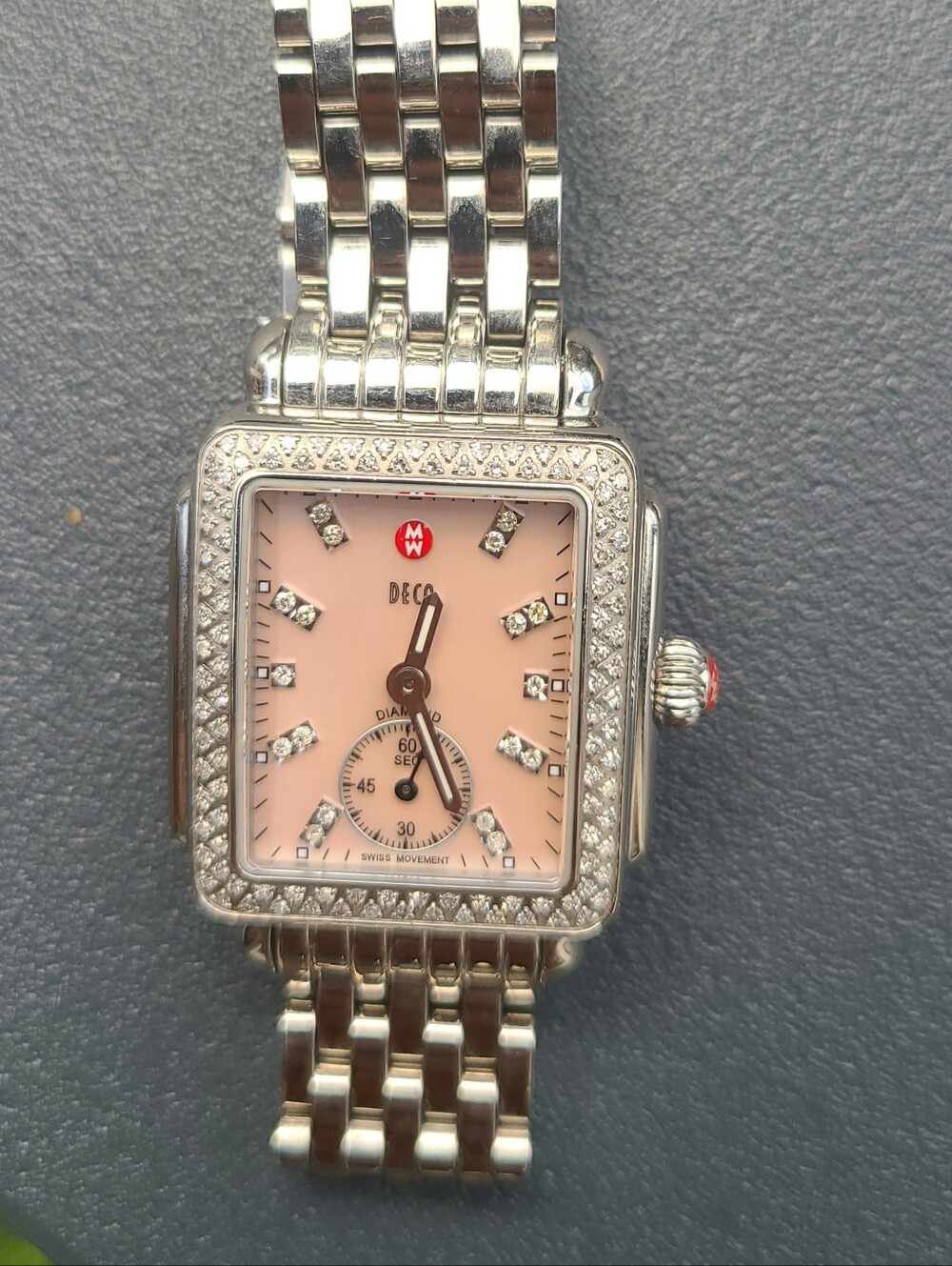 Michele Deco 16 MOP PINK Dial (Very RARE) Diamond Bezel And Dial Ladies Watch